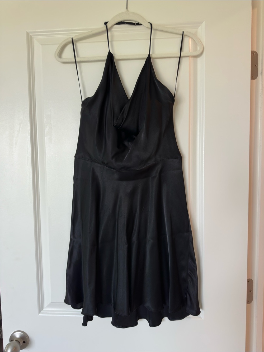 Zara Black Satin Cowl Neck Slip Dress